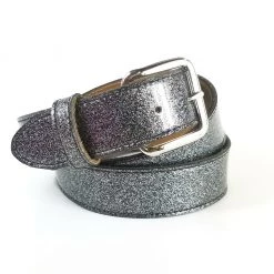 Mascorro Leather Glitter Vinyl Belt In Charcoal Grey