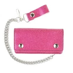 Mascorro 6" Glitter Vinyl Chain Wallet In Pink ACCESSORIES