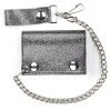 Mascorro NEW ARRIVALS Glitter Vinyl Tri-fold Chain Wallet In Charcoal Grey