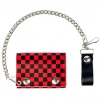 Mascorro Checkered Tri-fold Chain Wallet - Black & Red ACCESSORIES