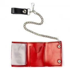 Mascorro Checkered Tri-fold Chain Wallet - Black & Red ACCESSORIES