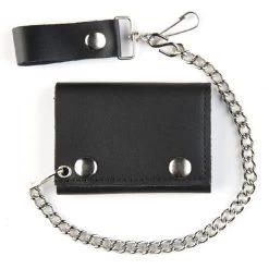 Mascorro Basic Black Tri-fold Chain Wallet ACCESSORIES