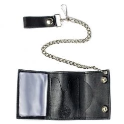Mascorro Leather Bat Wing Skull Tri-fold Chain Wallet NEW ARRIVALS