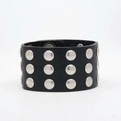 Mascorro Leather 1 5/8" 3 Row Riveted Black Leather Cuff
