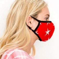Cream & Sugar ACCESSORIES Star Print Face Mask - Red