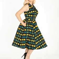 Jani "Golden Moon Phase" Print Dress By Miss Lulo APPAREL