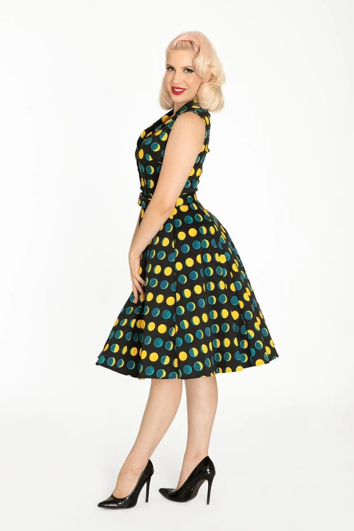 Jani "Golden Moon Phase" Print Dress By Miss Lulo APPAREL 5 Jani "Golden Moon Phase" Print Dress By Miss Lulo APPAREL