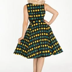 Jani "Golden Moon Phase" Print Dress By Miss Lulo APPAREL 10 Jani