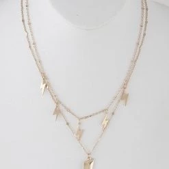 H & D Accessories Multi-Strand Lightning Bolt Necklace - Gold
