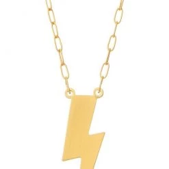 Girly Accessories Metal Lightning Bolt Pendant Necklace In Gold