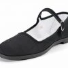 Pandamerica Black Cotton Mary-Jane Flat SHOES