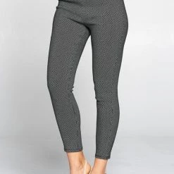 Chocolate USA Black & White Dot Stretch Knit Cropped Cigarette Pants APPAREL