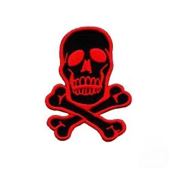 Fuzzy Dude Skull & Bones Patch Red On Black EVERYTHING ELSE
