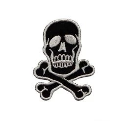 Fuzzy Dude EVERYTHING ELSE Skull & Bones Patch Silver On Black