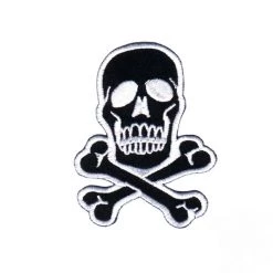 Fuzzy Dude EVERYTHING ELSE Skull & Bones Patch White On Black