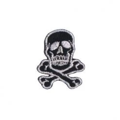 Fuzzy Dude EVERYTHING ELSE Skull & Bones Patch Silver On Black Small