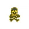 Fuzzy Dude Skull & Bones Patch Yellow On Olive Small