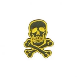 Fuzzy Dude Skull & Bones Patch Yellow On Olive Small