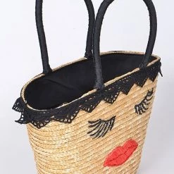 H & D Accessories Lady Face Straw Bag