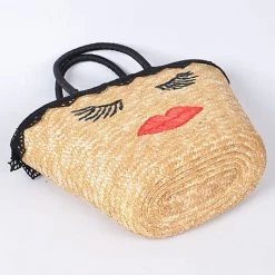 H & D Accessories Lady Face Straw Bag