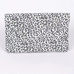 H & D Accessories Black & White Leopard Print Envelope Clutch
