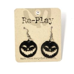 Re-Play Jack-O'-Lantern Earrings Made From Recycled Records ACCESSORIES