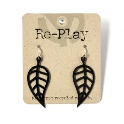Re-Play Leaf Earrings Made From Recycled Records ACCESSORIES
