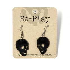 Re-Play Skull Earrings Made From Recycled Records - Small