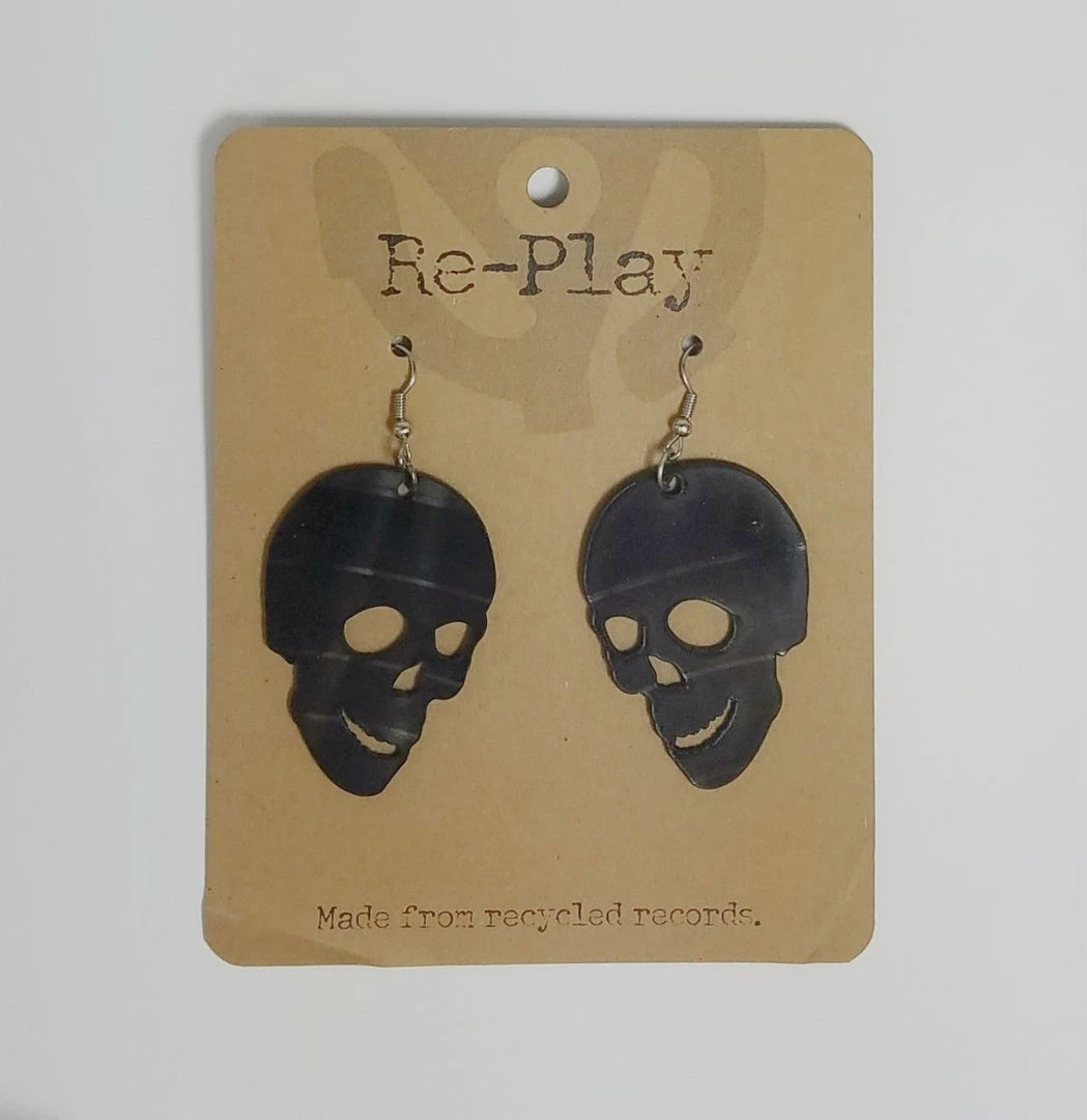 Re-Play Skull Earrings Made From Recycled Records 3 Re-Play Skull Earrings Made From Recycled Records