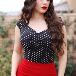 Retrolicious Black & White Polka Dot Isabel Top APPAREL