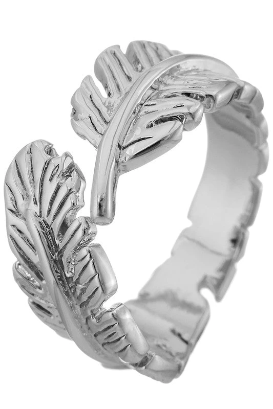 Girly Accessories Metal Feather Ring In Silver 3 Girly Accessories Metal Feather Ring In Silver
