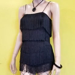 Bear Dance Black Fringed Romper APPAREL