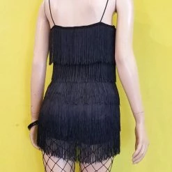 Bear Dance Black Fringed Romper APPAREL