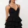Fashion Wildcat Black Eyelet Ruffled Romper - Size S APPAREL