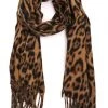 Cap Zone Leopard Print Fringed Scarf