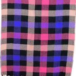 Hollywood Mirror Pink & Purple Check Plaid Fringed Scarf ACCESSORIES