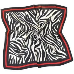 Girly Accessories Black & White Zebra Print Scarf With Red Border Stripe