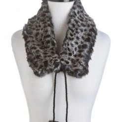 Girly Accessories Grey Animal Print Faux Fur Pom-Pom Scarf