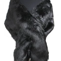 Cap Zone Faux Fur Shawl In Black ACCESSORIES