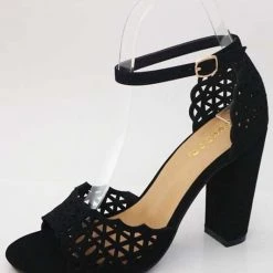 Verona Collection Ankle Strap Heel In Black