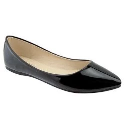 Naked City Clothing SHOES Pointed Toe Patent Flat In Black