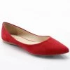 Verona Collection Pointed Toe Faux Suede Flat In Red SHOES