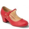 Chase & Chloe/Verona Collection Maryjane Low Heel Pump In Red SHOES