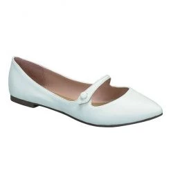 Breckelle's Pointed Toe Mary Jane Flat In White SHOES