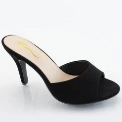 Verona Collection SHOES Black High Heel Slide Sandals