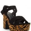 Verona Collection SHOES Black & Tiger Print Platform Sandal