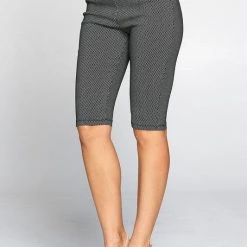 Chocolate USA Black & White Dot Stretch Knit Knee-Length Shorts APPAREL