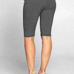 Chocolate USA Black & White Dot Stretch Knit Knee-Length Shorts APPAREL