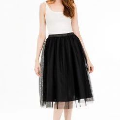 Tulip B. APPAREL Layered Mesh Skirt In Black - Size S