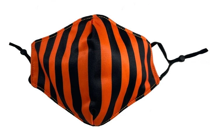 Sourpuss Clothing Black & Orange Stripes Face Mask By Sourpuss ACCESSORIES 3 Sourpuss Clothing Black & Orange Stripes Face Mask By Sourpuss ACCESSORIES